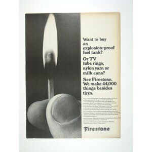 Vintage Firestone Advertisement Print 1970s Match Flame